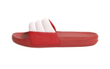Women's White and Red Squooshy Slides