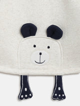 Boys Off White Solid Casual Hood Stripped Printed Hoodie