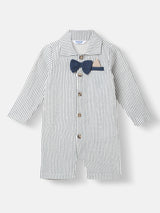 Boys White Casual Striped Romper
