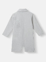 Boys White Casual Striped Romper