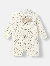 Boys White Casual Printed Romper