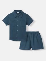 Boys Blue Casual Shirt and Shorts Set