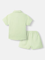 Boys Green Casual Shirt and Shorts Set