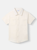 Boys White Casual Shirt and Shorts Set