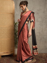 Women's Pure Crepe Red Printed Designer Saree with Blouse Piece