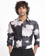 Men's Black Casual Regular Fit Printed Full Sleeves Shirt