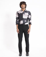 Men's Black Casual Regular Fit Printed Full Sleeves Shirt