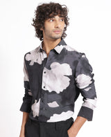Men's Black Casual Regular Fit Printed Full Sleeves Shirt