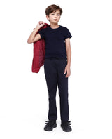 Boys Navy Casual Regular Fit Solid Trouser