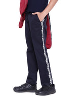 Boys Navy Casual Regular Fit Solid Trouser