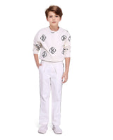 Boys White Casual Regular Fit Solid Trouser