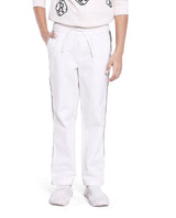Boys White Casual Regular Fit Solid Trouser