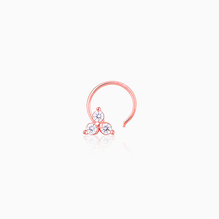 Women's Rose Gold Clover Nose Pin