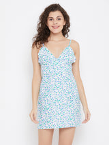 Women's White Cotton Sleeveless Night Dress