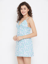 Women's White Cotton Sleeveless Night Dress