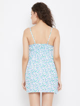Women's White Cotton Sleeveless Night Dress