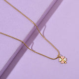 Women's Pink and White Clover Gold Necklace