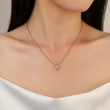 Women's Pink and White Clover Gold Necklace