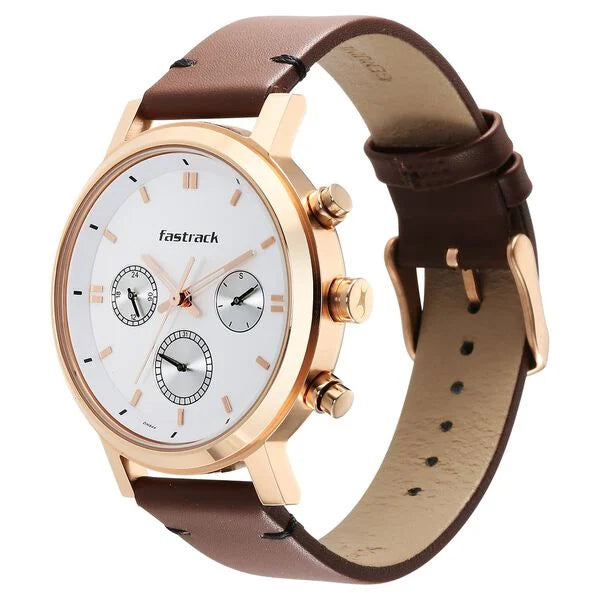 Men's Fashion White Round Dial Watch - NS3287WL01