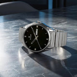 Men's Karishma Black Round Dial Watch - NT1578SM04