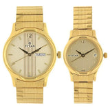 Unisex Pair Bandhan Champagne Round Dial Pair's Watch - NT15802490YM05