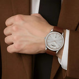Men's Classique Silver White Round Dial Watch - NT1767SL01