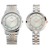 Unisex Pair Bandhan Silver White Round Dial Pair's Watch - NT17732603KM01
