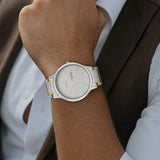 Men's Karishma Silver White Round Dial Watch - NT1775BM02