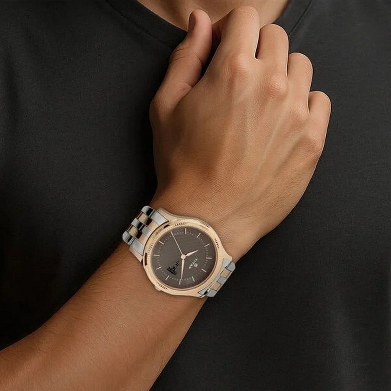 Men's Karishma Brown Round Dial Watch - NT1824KM01