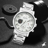 Men's Sporty White Round Dial Watch - NT3227SM02