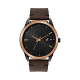 Men's Casual Black Round Dial Watch - NT3308KL01