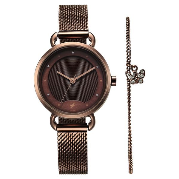Women's Fashion Brown Round Dial Watch - NT6221QM01F