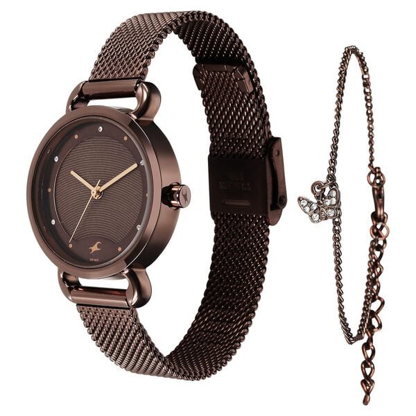 Women's Fashion Brown Round Dial Watch - NT6221QM01F