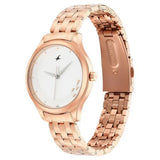 Women's Casual White Round Dial Watch - NT6248WM02