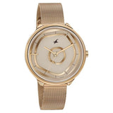 Women's Fashion Rose Gold Copper Round Dial Watch - NT6303WM01