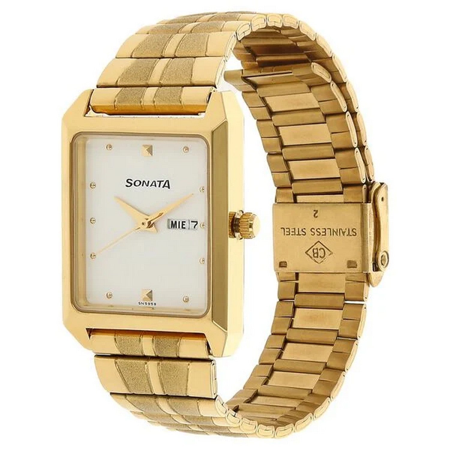 Men's Essen White Rectangular Dial Watch - NT7007YM03