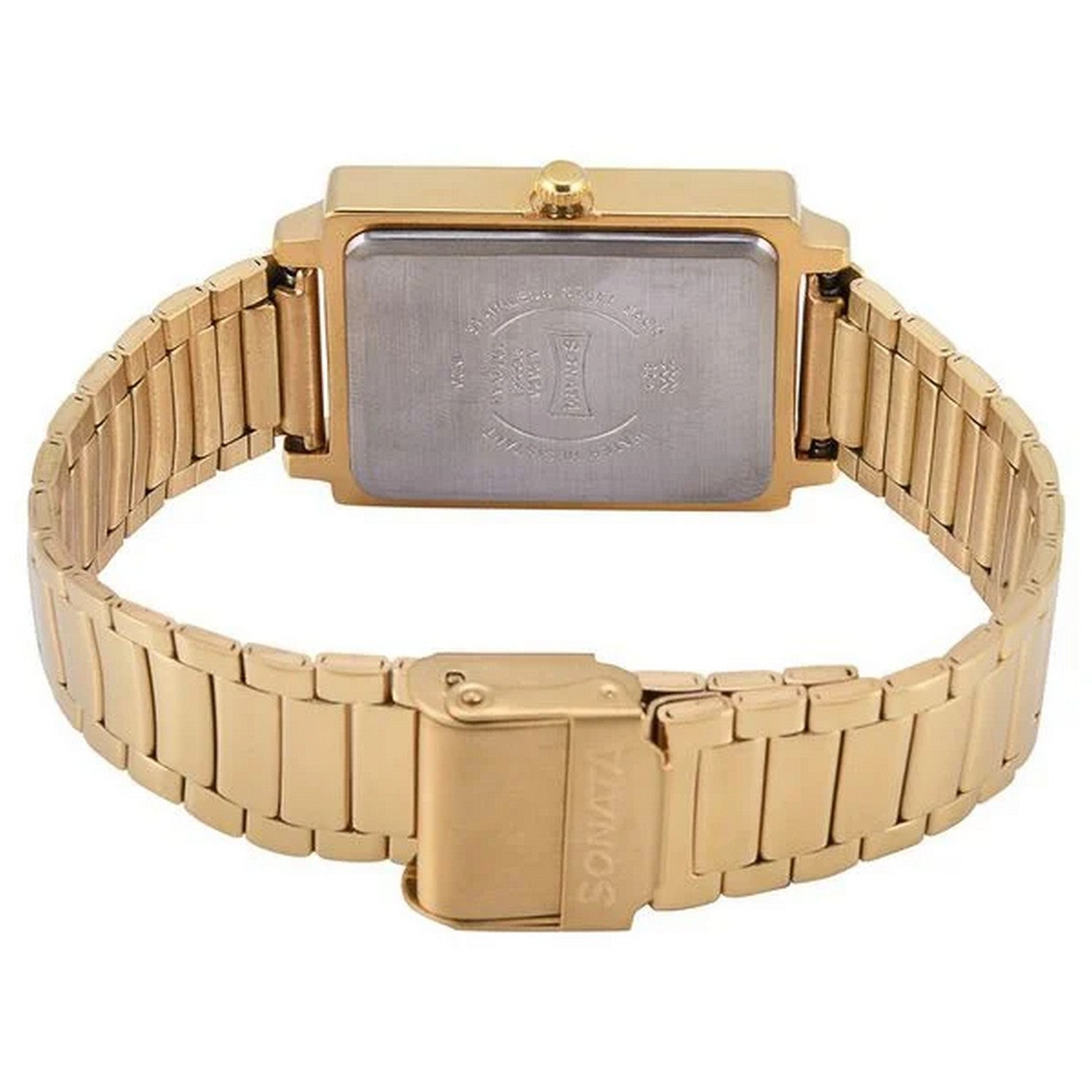 Men's Essen Champagne Rectangular Dial Watch - NT7078YM04