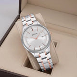 Men's Classique Silver White Round Dial Watch - NT90142KM01