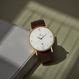 Men's Classique White Round Dial Watch - NT9162YL01