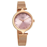 Women's Rose Gold Copper Round Dial Watch - NT95268WM01