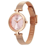 Women's Rose Gold Copper Round Dial Watch - NT95268WM01