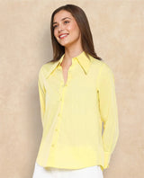 Women's Yellow Casual Full Sleeves Top