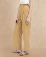 Women's Nuray Beige Cotton Zipper Closure Trouser