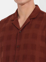 Men's Brown Casual Solid Half Sleeves Shirt