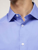 Men's Blue Casual Regular Fit Solid Full Sleeves Shirt