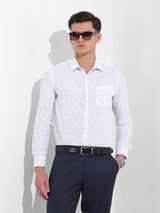 Men's Blue Formal Self Design Full Sleeves Shirt