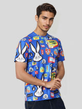 Men's Slim Fit Looney Tunes Printed Round Neck Tshirt