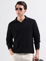 Men's Slim Fit Textured Polo Collar Tshirt