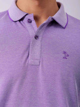 Men's Purple Casual Self-Design Half Sleeves Tshirt