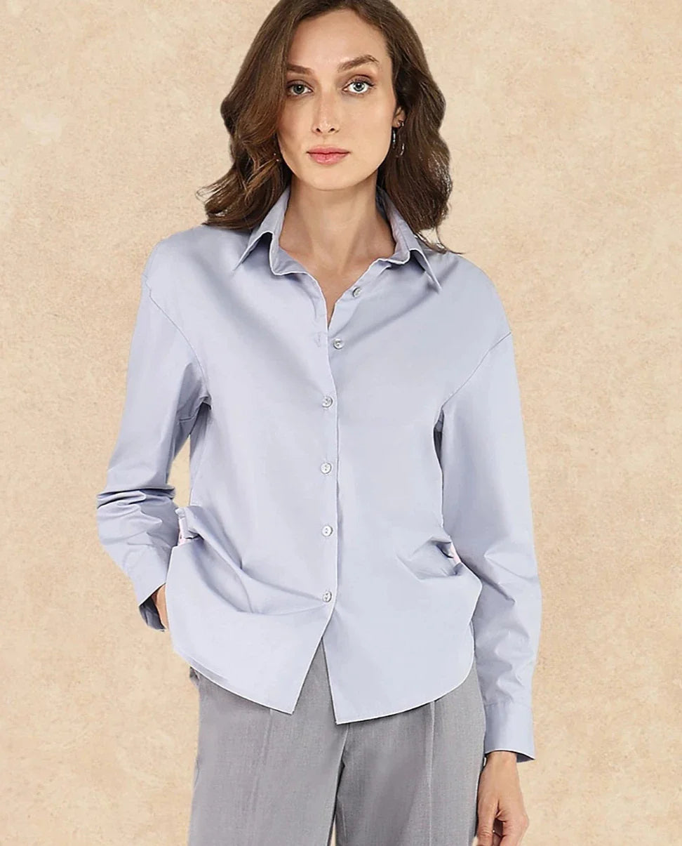 Women's Grey Casual Full Sleeves Top